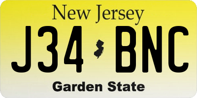 NJ license plate J34BNC
