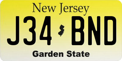 NJ license plate J34BND
