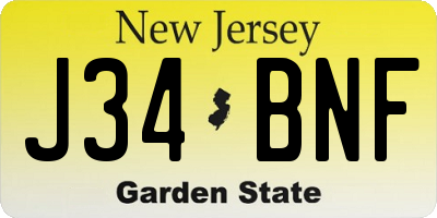 NJ license plate J34BNF