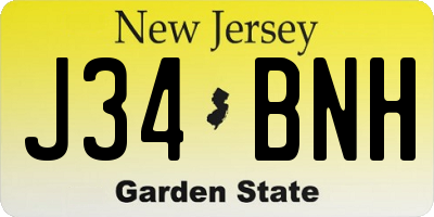 NJ license plate J34BNH