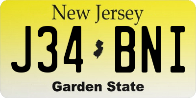 NJ license plate J34BNI
