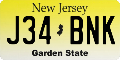 NJ license plate J34BNK