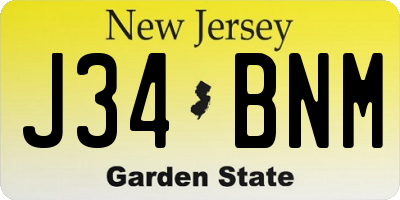 NJ license plate J34BNM