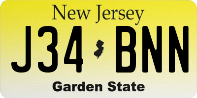 NJ license plate J34BNN