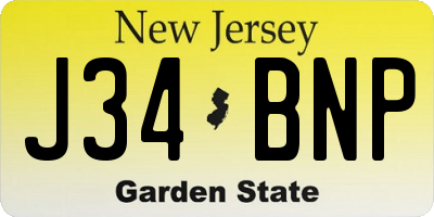 NJ license plate J34BNP