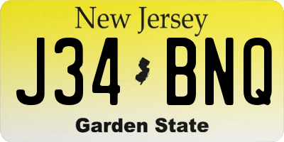 NJ license plate J34BNQ