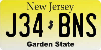 NJ license plate J34BNS