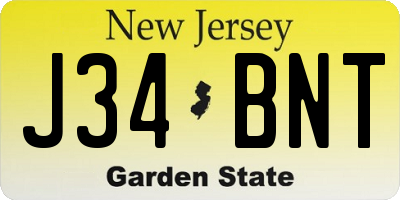 NJ license plate J34BNT