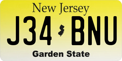 NJ license plate J34BNU