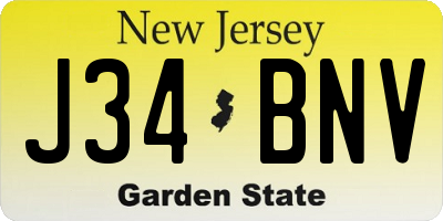 NJ license plate J34BNV