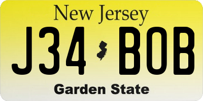 NJ license plate J34BOB