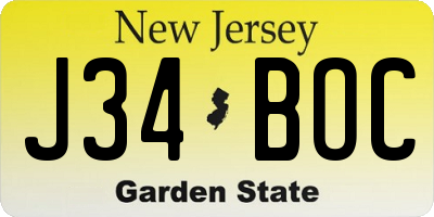 NJ license plate J34BOC