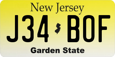 NJ license plate J34BOF