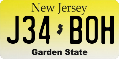 NJ license plate J34BOH
