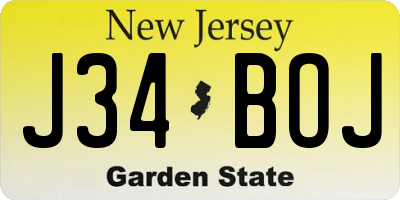 NJ license plate J34BOJ