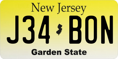 NJ license plate J34BON