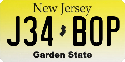 NJ license plate J34BOP