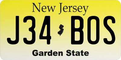 NJ license plate J34BOS