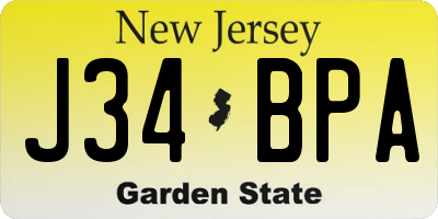 NJ license plate J34BPA