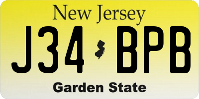 NJ license plate J34BPB