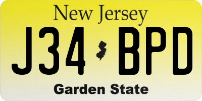 NJ license plate J34BPD
