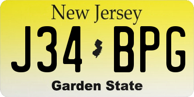 NJ license plate J34BPG