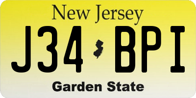 NJ license plate J34BPI