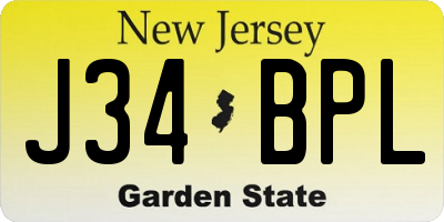 NJ license plate J34BPL