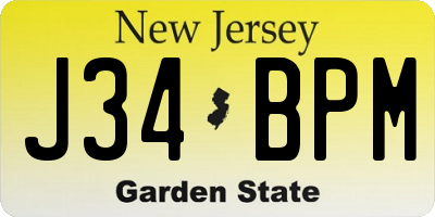 NJ license plate J34BPM
