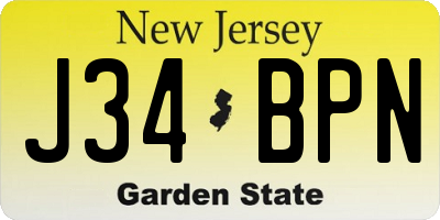 NJ license plate J34BPN