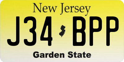 NJ license plate J34BPP