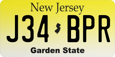 NJ license plate J34BPR