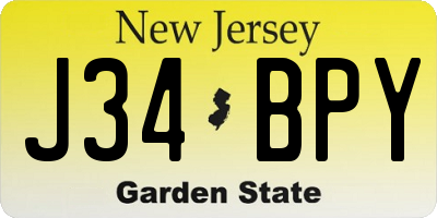 NJ license plate J34BPY