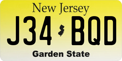 NJ license plate J34BQD