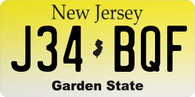 NJ license plate J34BQF