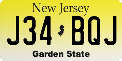 NJ license plate J34BQJ