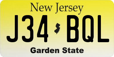 NJ license plate J34BQL