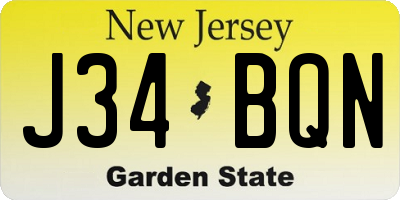 NJ license plate J34BQN