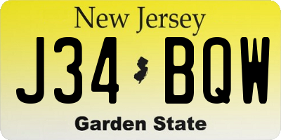 NJ license plate J34BQW