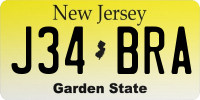 NJ license plate J34BRA