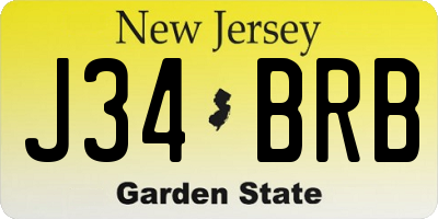 NJ license plate J34BRB