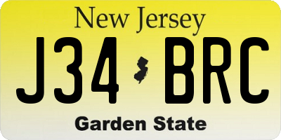 NJ license plate J34BRC