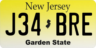 NJ license plate J34BRE