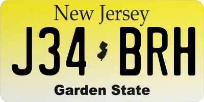 NJ license plate J34BRH