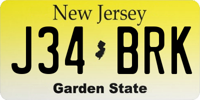 NJ license plate J34BRK