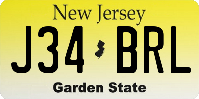 NJ license plate J34BRL