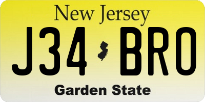 NJ license plate J34BRO