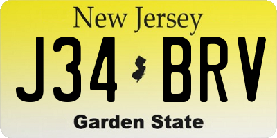 NJ license plate J34BRV