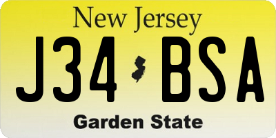 NJ license plate J34BSA