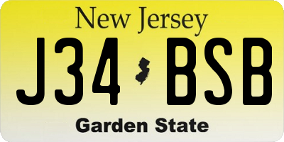 NJ license plate J34BSB